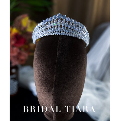 Corona Tiara de Zirconia con Destello de Diamante - Diadema Reina - Image 6