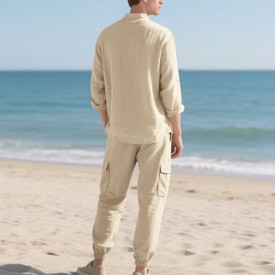 Cardigan Suelto de Lino para Playa - Conjunto Casual de Manga Larga - Image 23