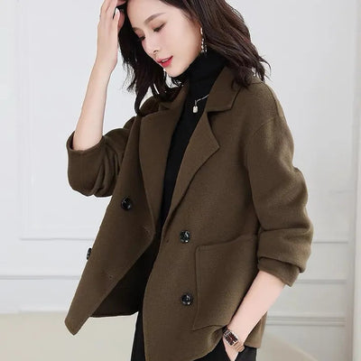 Abrigo de Lana Grueso Casual Corto - Estilo Mamá Versátil - Image 6