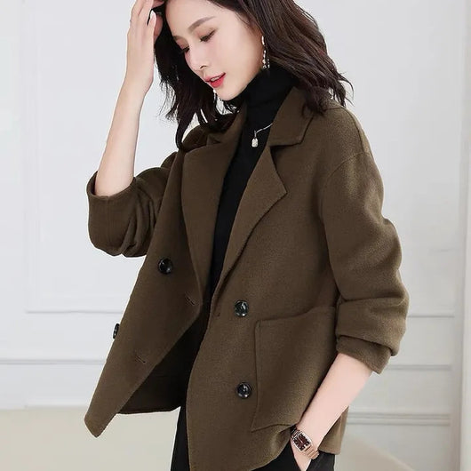 Abrigo de Lana Grueso Casual Corto - Estilo Mamá Versátil - Image 6