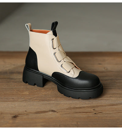 Botas Martin de Cuero Grueso Estilo Retro Francés para Mujer - Image 20