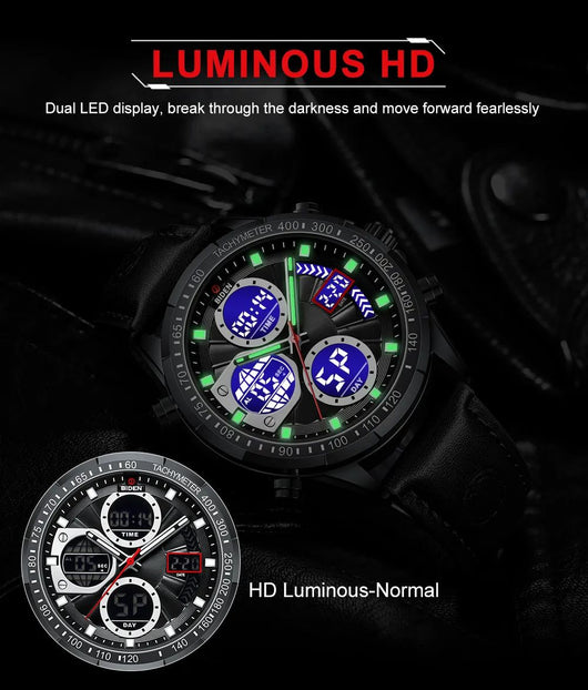 Reloj de Pulsera Deportivo para Hombre con Correa de Cuero PU - Image 14