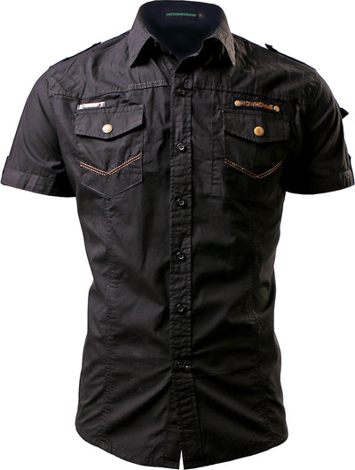 Camisa Casual Monocromática de Manga Corta para Hombre - Image 4