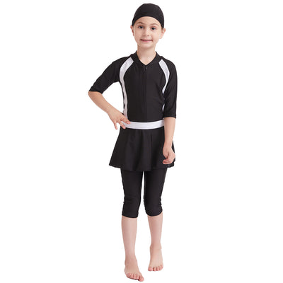 Traje de Baño Infantil Clásico de Color Sólido - Image 2