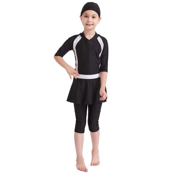 Traje de Baño Infantil Clásico de Color Sólido