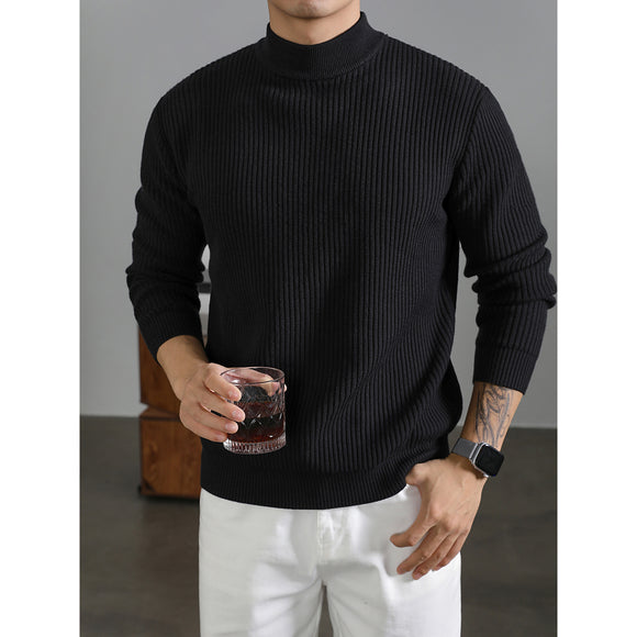 Suéter Cuello Tortuga Coreano para Hombre con Rayas Verticales