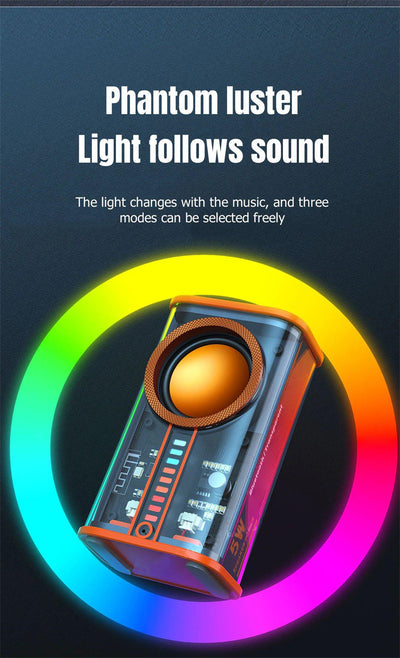 Parlante Bluetooth K07 Transparente con Luces LED Sincronizadas y Subwoofer TWS Estéreo - Image 11