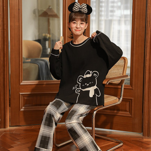 Pijama de Algodón para Otoño e Invierno con Pantalón Largo - Image 24