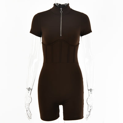 Jumpsuit Corto Femenino con Escote Redondo y Cierre - Image 5