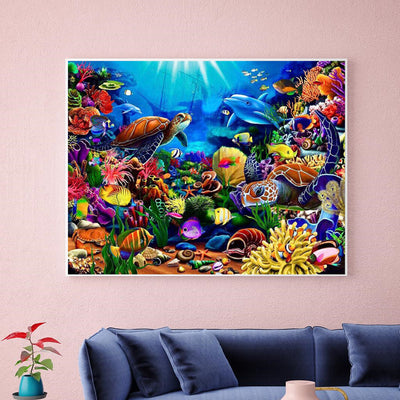 Cuadro de Diamantes 5D Paisaje Oceánico con Animales - Image 12