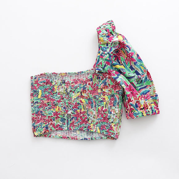 Blusa Asimétrica con Hombro Inclinado Slim Fit