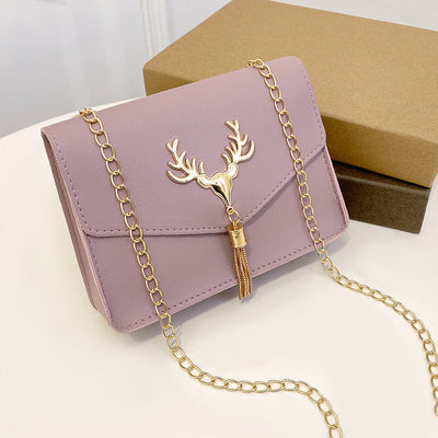 Bolso Crossbody Cuadrado Pequeño con Cadena y Detalle de Borla - Diseño Bicolor Elegante - Image 7