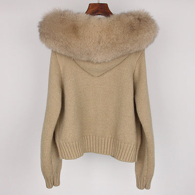 Abrigo de Primavera para Mujer con Cuello de Zorro Real y Capucha - Image 27