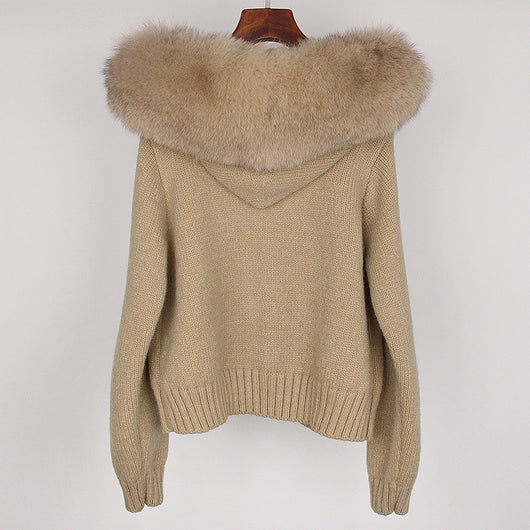Abrigo de Primavera para Mujer con Cuello de Zorro Real y Capucha - Image 27