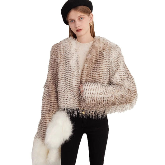 Chaqueta de Invierno para Mujer con Estampado Jacquard y Cuello de Peluche - Image 4