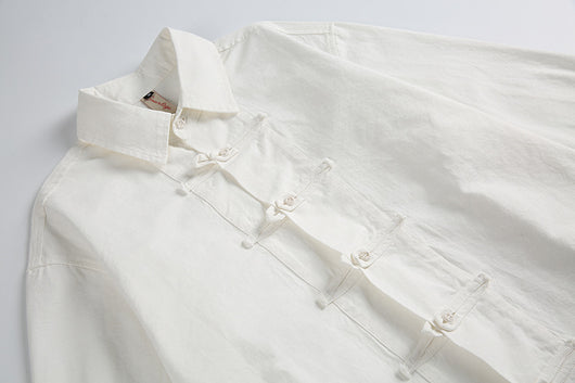 Camisa Unisex con Botones Nudos Chinos de Manga Larga - Image 18