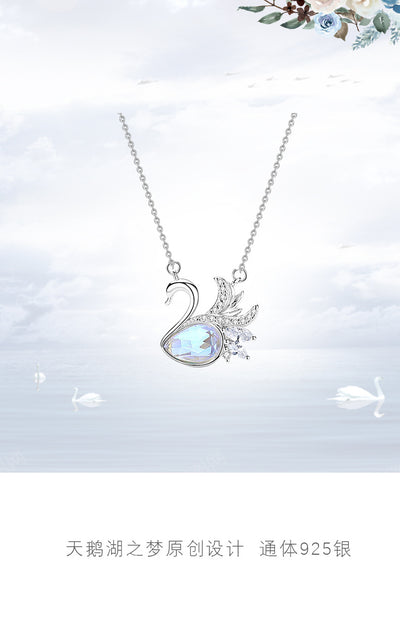 Collar Cisne Lake Plata 925 Cadena Clavícula con Pluma - Image 3