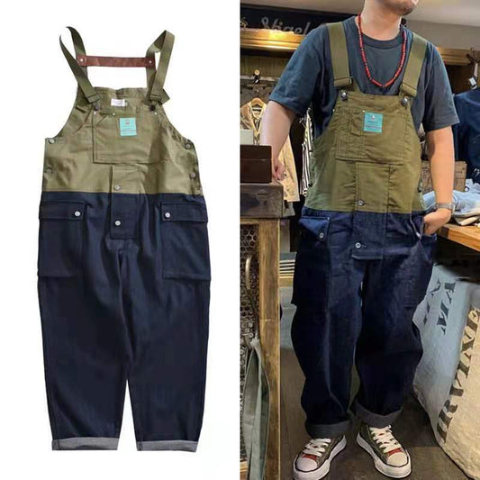 Pantalón Denim de Una Pieza con Detalles Colorblock y Aplicaciones