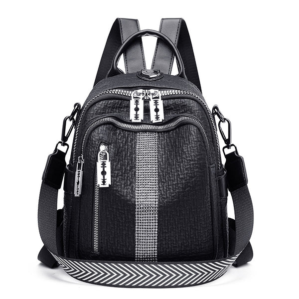 Bolso de Cuero Grande con Diamantes y Correa de Hombro