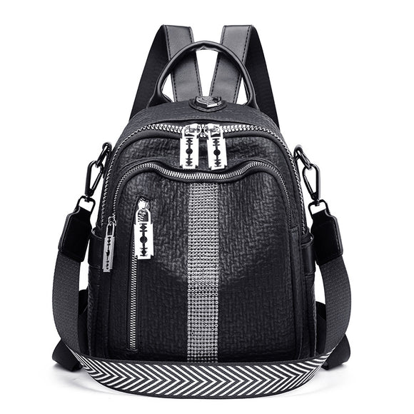 Bolso de Cuero Grande con Diamantes y Correa de Hombro