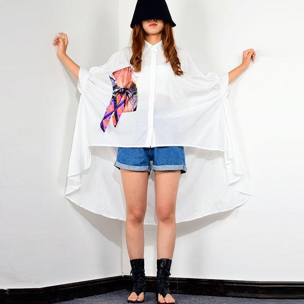 Camisa Casual Mujer con Parches de Moda - Manga Corta y Cuello Solapa