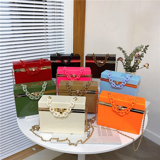 Bolso de Mano Candy Color con Cadena - Clutch Elegante para Eventos