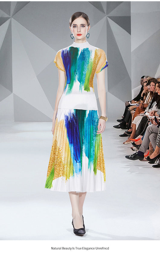 Falda Plisada Estampada con Camisa Slim Fit - Image 3