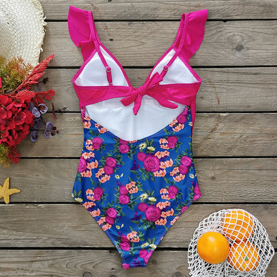 Traje de Baño Mujer Halter con Volantes y Estampado Minimalista - Image 13