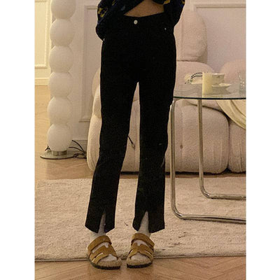 Jeans Negros con Cortes Laterales - Cintura Alta Ajustado Rotos - Image 7