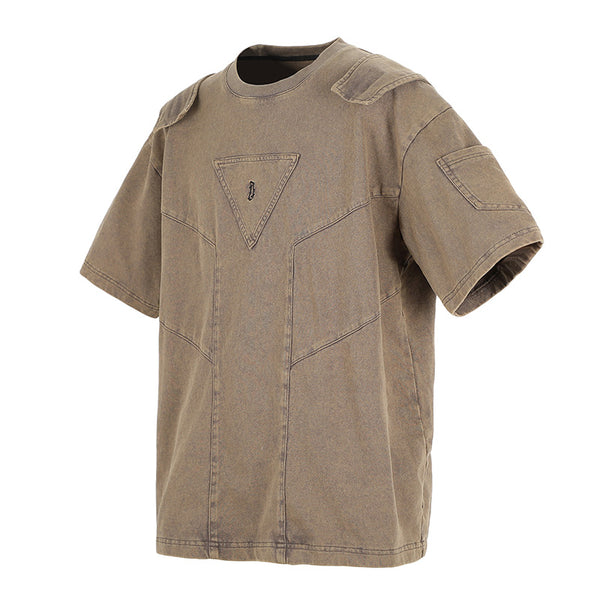 Camiseta Suelta de Pareja con Parches Desgastados - Cuello Redondo Casual