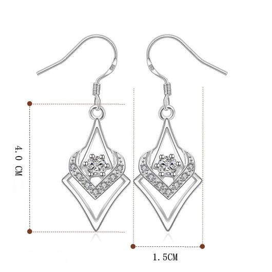 Aretes Geométricos de Plata con Zirconia Cúbica en Forma de Corazón y Estrella - Image 12