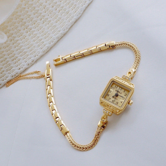 Reloj de Pulsera Cuadrado Retro Elegante con Banda Fina