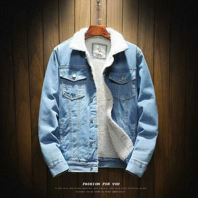 Chaqueta de Mezclilla de Algodón para Invierno Hombre