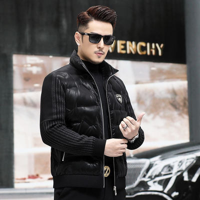 Chaqueta de Plumón para Hombre con Cuello Alzado y Mangas Tejidas - Image 15