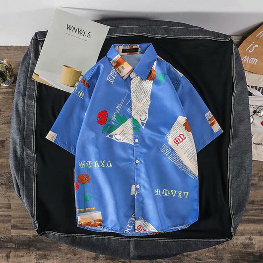 Camisa Suelta Estampada de Manga Corta para Hombre - Image 50