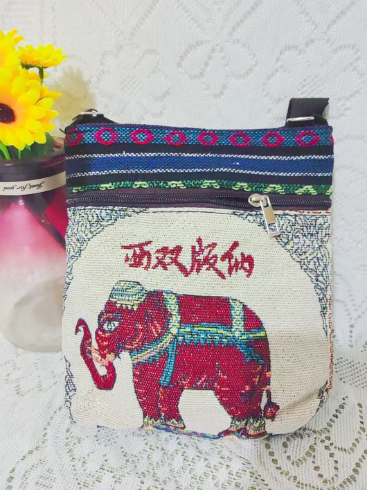 Bolso Bandolera Bordado Étnico con Elefante y Mariposa Estilo Chino - Image 57