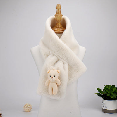 Bufanda Infantil de Peluche con Osito Adorable en Beige - Image 4