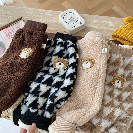 Pantalones de Niña Gruesos con Forro de Lana Cordero para Otoño e Invierno