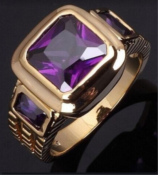 Anillo Chapado en Oro para Hombre con Micro Pavé de Circonita
