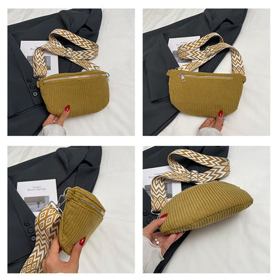 Bolsa Bandolera de Pana para Mujer - Bolso Cruzado de Hombro Único - Image 19