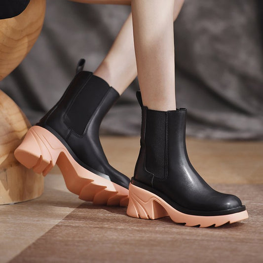 Botas Martin de Tacón Grueso Estilo Casual con Malla - Diseño Trendy