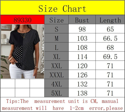 Blusa Estampada de Lunares para Mujer - Cuello Redondo y Manga Corta - Image 7