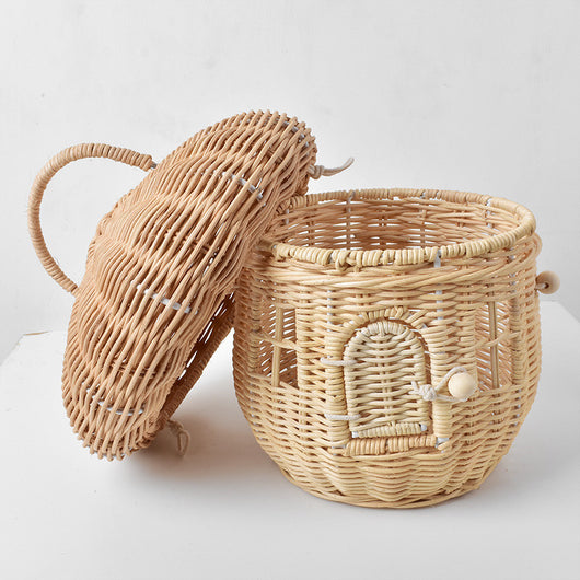 Cesta de Almacenamiento Infantil Tejida en Ratán Diseño Nórdico Setas - Image 10