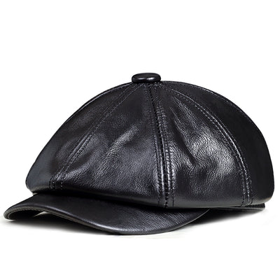 Sombrero Octagonal de Cuero Gamuza con Cúpula - Estilo Clásico para Hombre - Image 8
