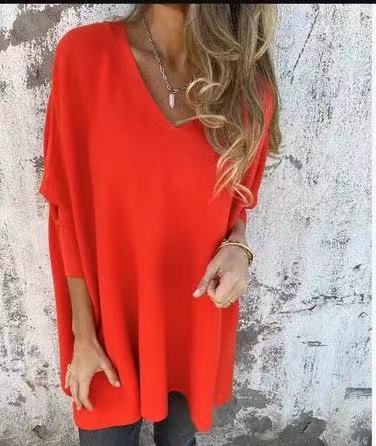 Blusa Larga Tejida Cuello V Suelta para Mujer - Image 21