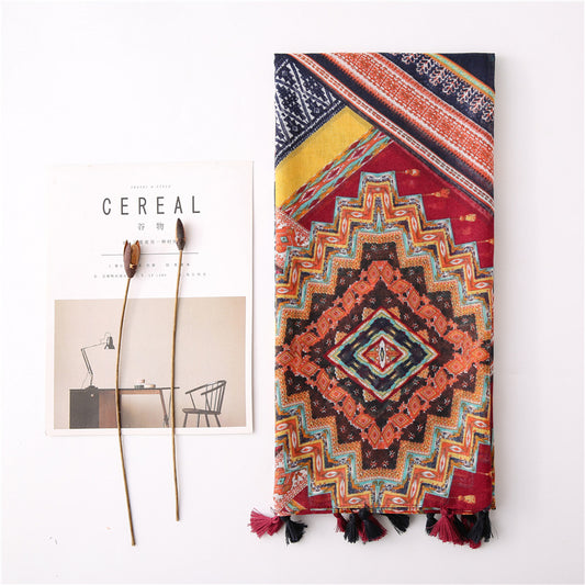 Pañuelo Bohemio con Estampado Geométrico Diamante Multicolor - Image 2