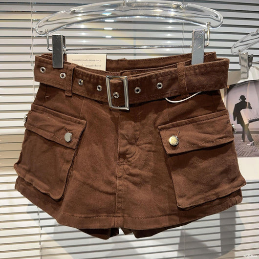 Shorts Denim Retro para Mujer con Bolsillos Grandes y Cinturón - Image 19