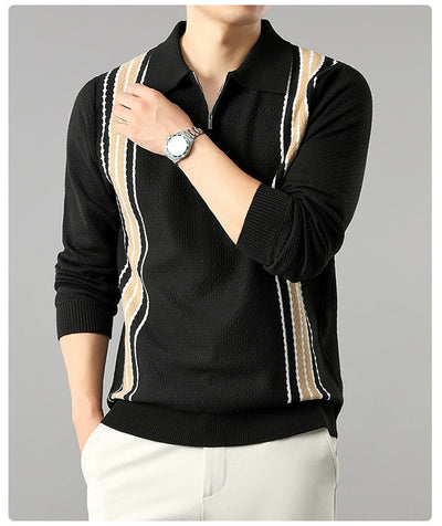 Suéter de Punto Colorblock con Cuello y Cierre Medio Cremallera para Hombre - Image 34