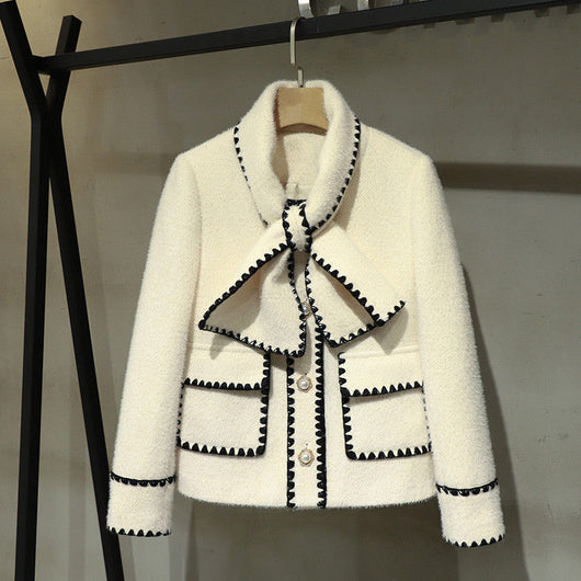 Chaqueta de Terciopelo Visón Estilo Western con Solapa y Moño - Image 11