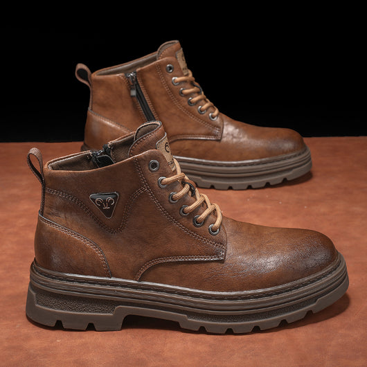 Botas de Trabajo Cuero Auténtico Estilo Británico para Hombre - Image 13